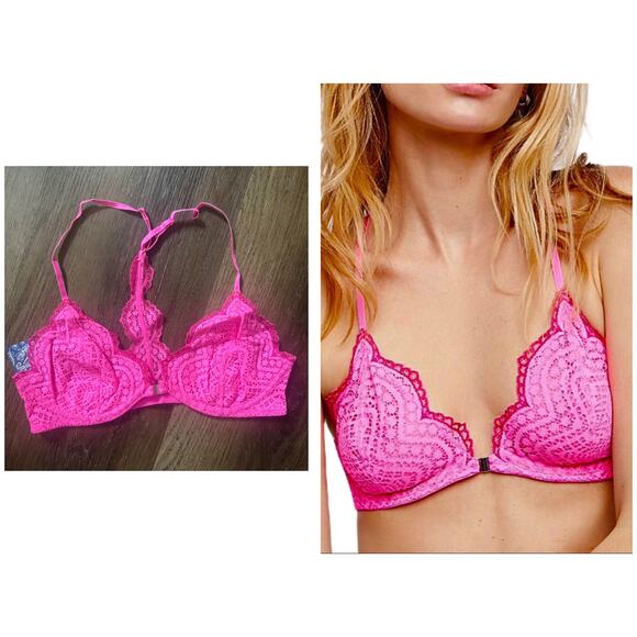 Free People Slow Dance Underwire Bra in Neon Pink w/ Shocking Pink - Picture 1 of 5